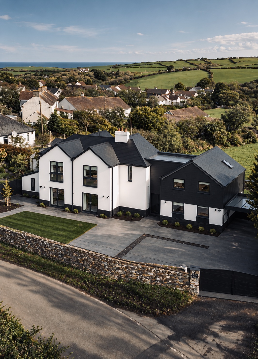 Truro, Cornwall — A modern coastal countryside home, presented through its setting.